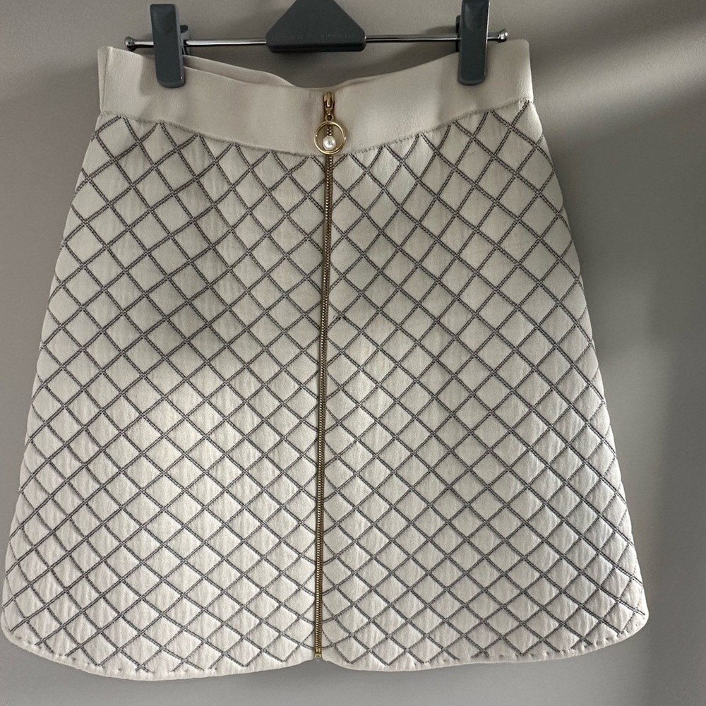 Sandro- Elegant White Quilted Skirt